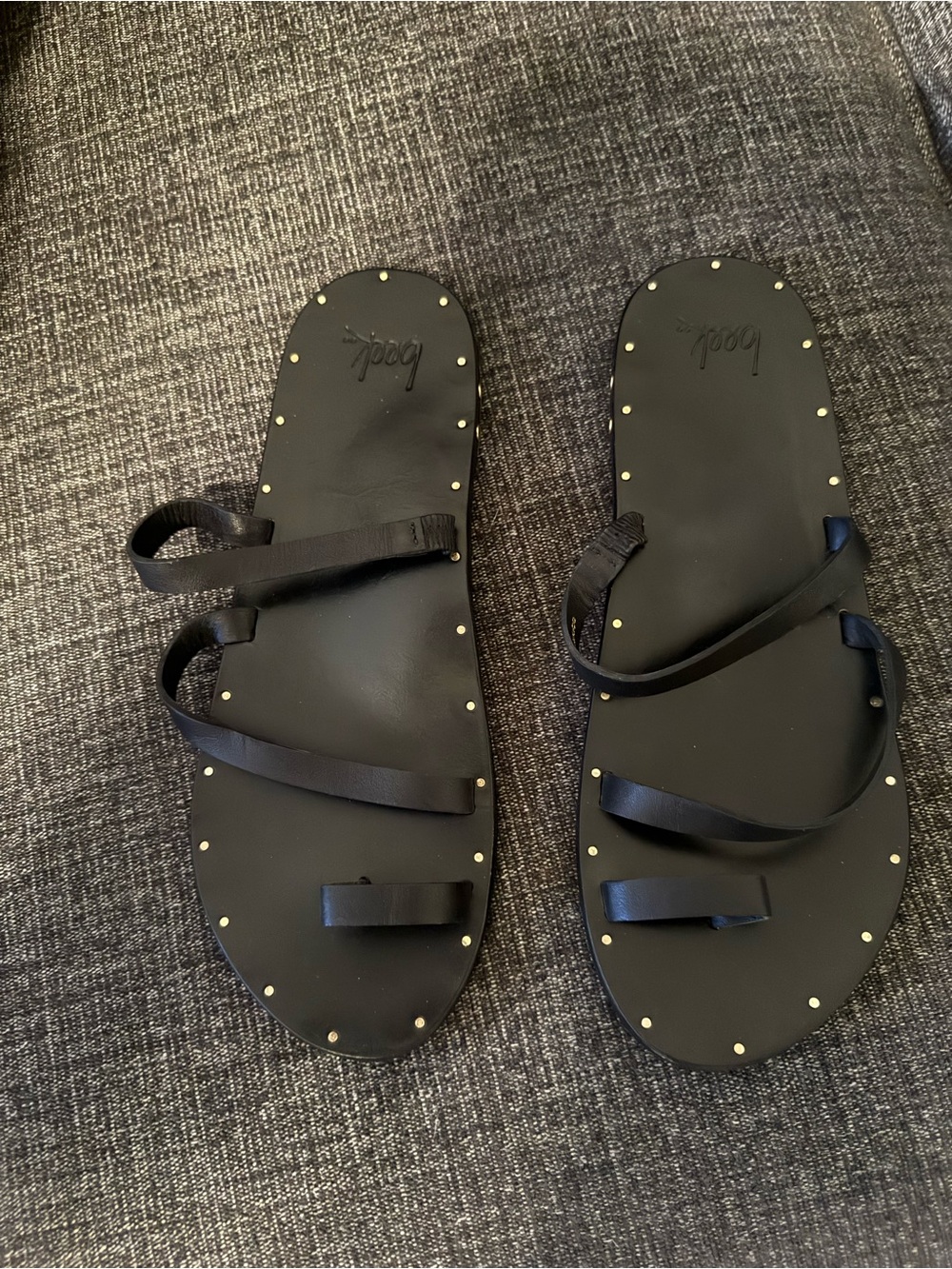 Beek Black Stud-Trim Strappy Sandals - Women